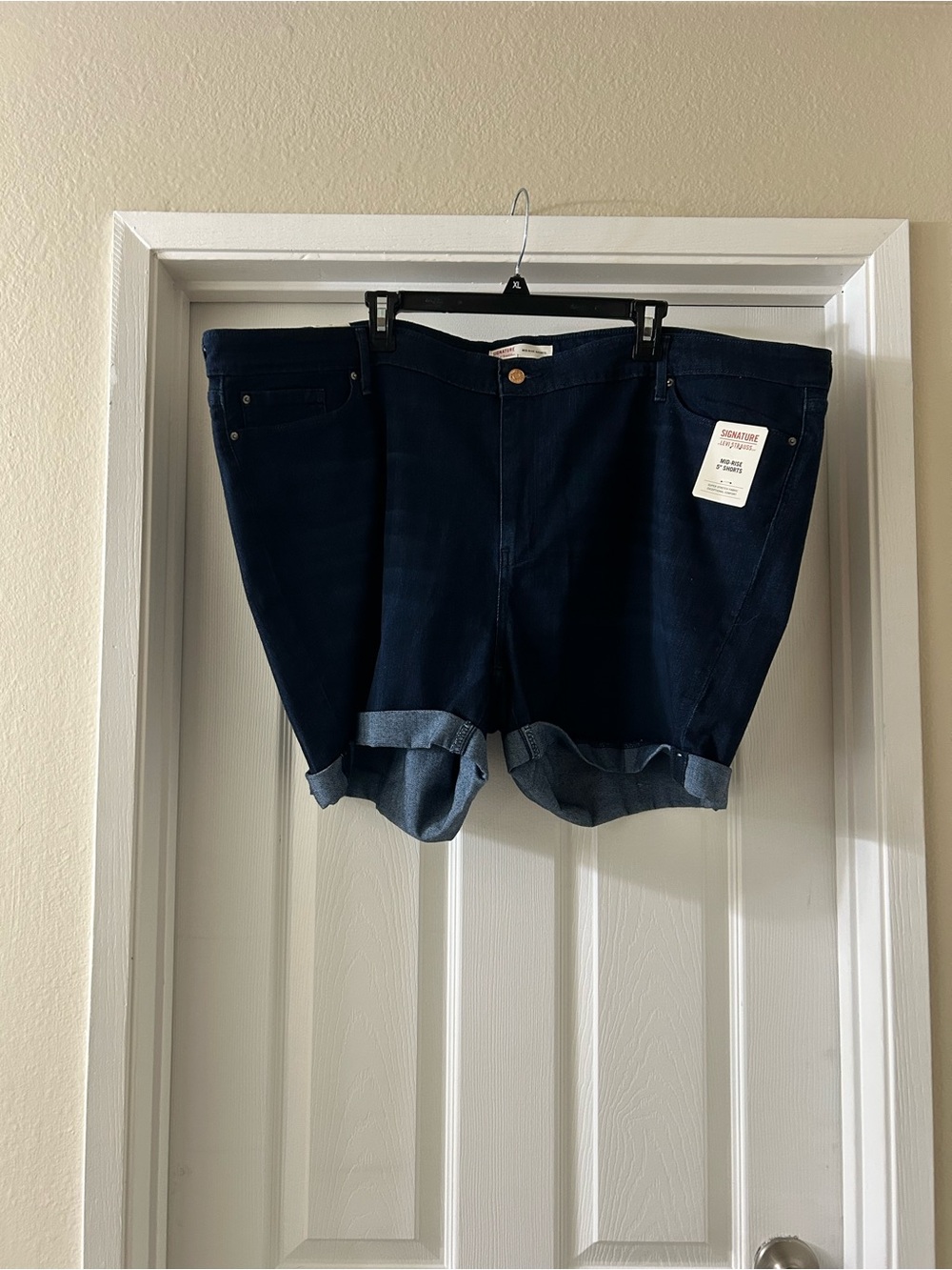 Signature by Levi Strauss Dark Blue Cuffed Denim Shorts